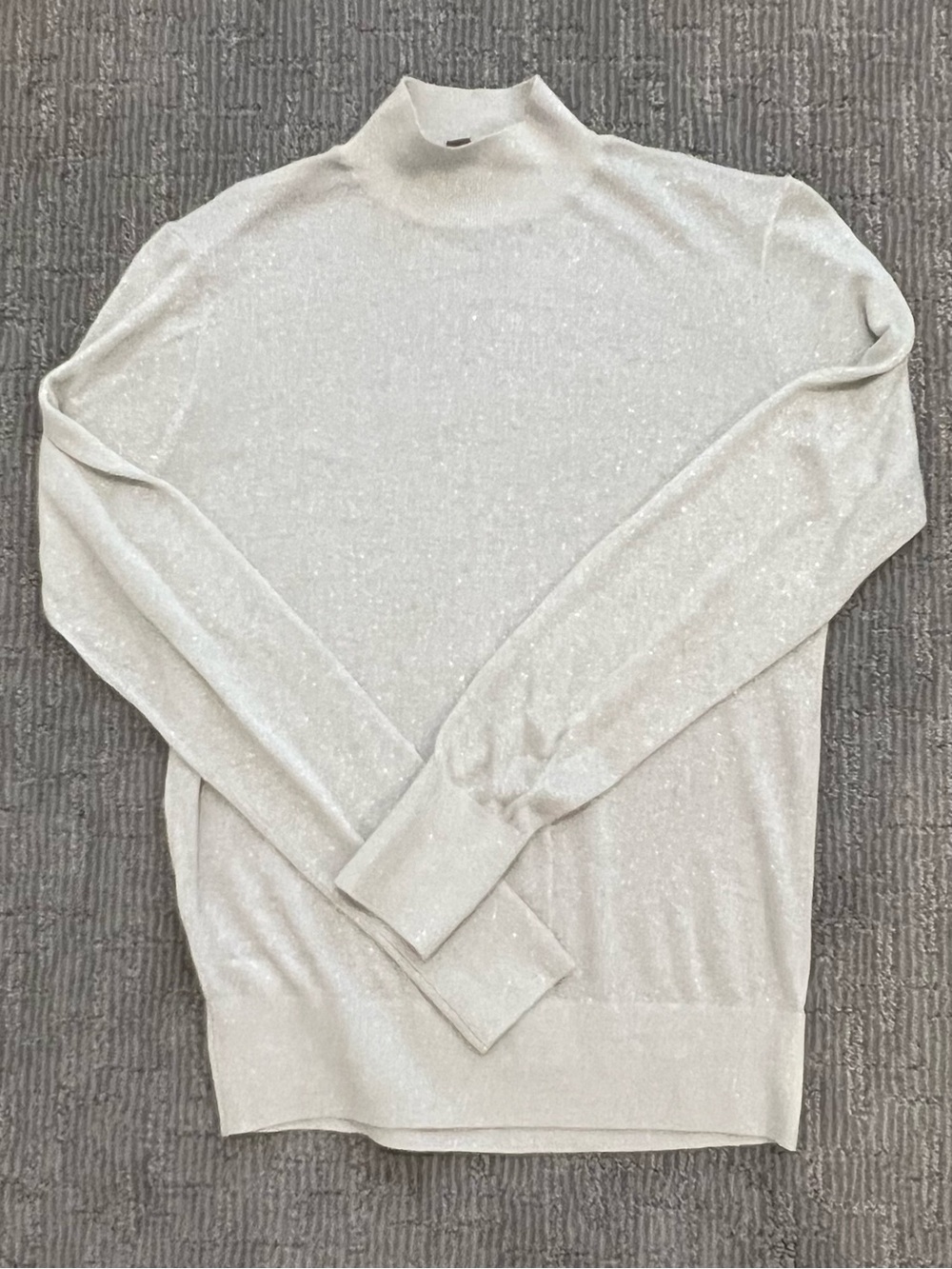 LOFT Cream Lightweight Mock Neck Sweater with Subtle Speckle